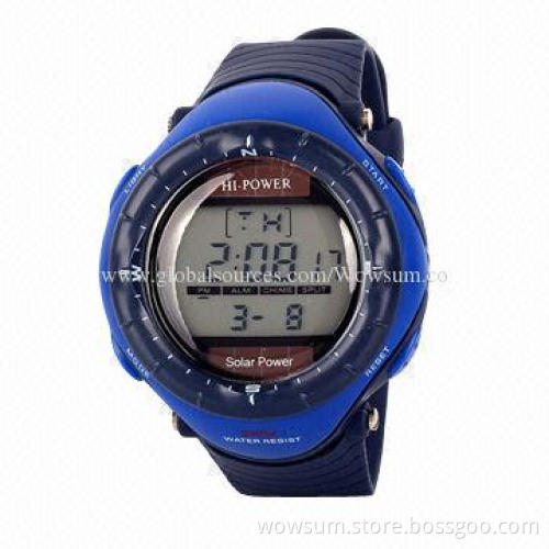 Sports Digital Watch with Solar and Battery Power, Passed RoHS and CE